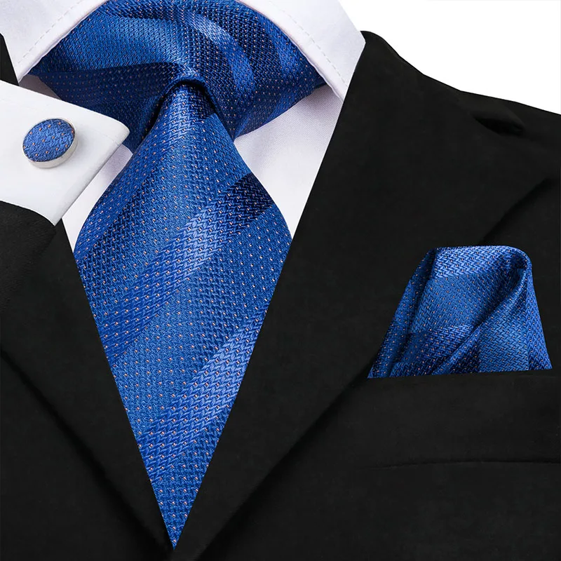Hi-Tie, модный дизайн, синие галстуки для мужчин, роскошный галстук с узором пейсли, в полоску, однотонные, деловые, вечерние, свадебные, классические мужские галстуки, запонки, набор - Цвет: C-3167