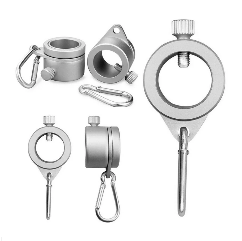 Aluminum Alloy Flag Pole Rings 360 Degree Rotating Flagpole Flag Mounting Ring Kit with Carabiner for 0.75-1.02Inch Flagpole
