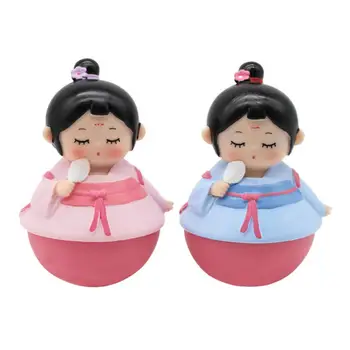 

12CM Cartoon Cute Girl Tumbler Figure Doll Kids Toys Student Gifts Home Hand-Painted Craft Ornaments Send Friends