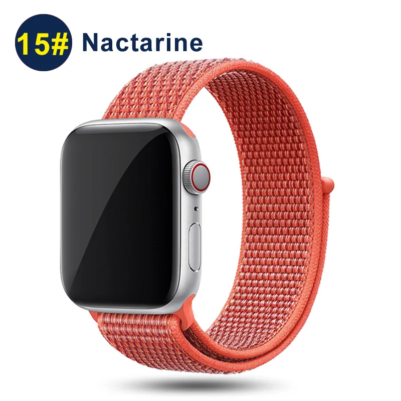 Ремешок UEBN для Apple Watch Series 5 4 3 band 44 мм/40 мм Спортивная петля для iwatch band 5 42 мм 38 мм ремешок браслет нейлоновый ремешок для часов - Цвет ремешка: Nactarine