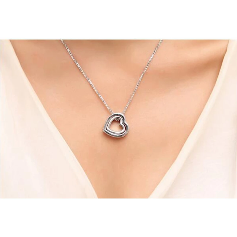 Ожерелья с двойным сердцем модные стильные украшенные кристаллами Swarovski 4