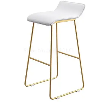 

Nordic Bar Chair Coffee Shop Leisure Stool Simple Bar Stool Designer Iron Art Gold High Chair Soft Cushion Bar Chair