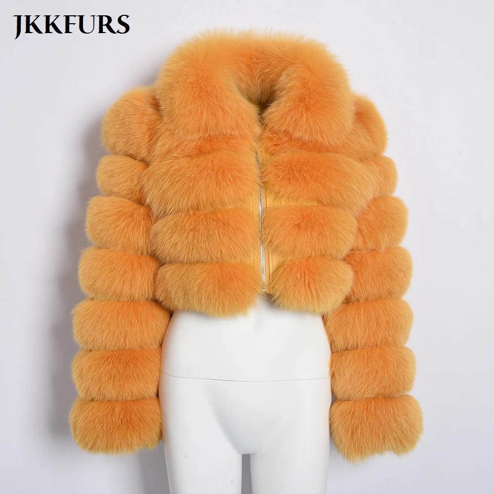 Winter New Women's Real Fox Fur Jacket Zipper Lady Short Style Fur Coat Thick Warm Fur Outerwear S7636