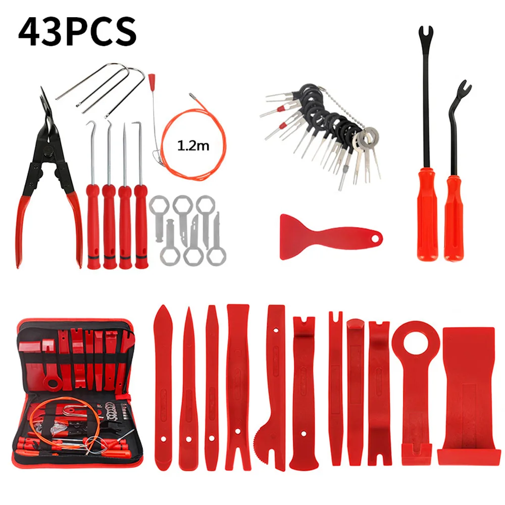 

43pcs Plastic Car Audio Door Clip Panel Trim Dash Audio Removal Pry Kit Tool Set