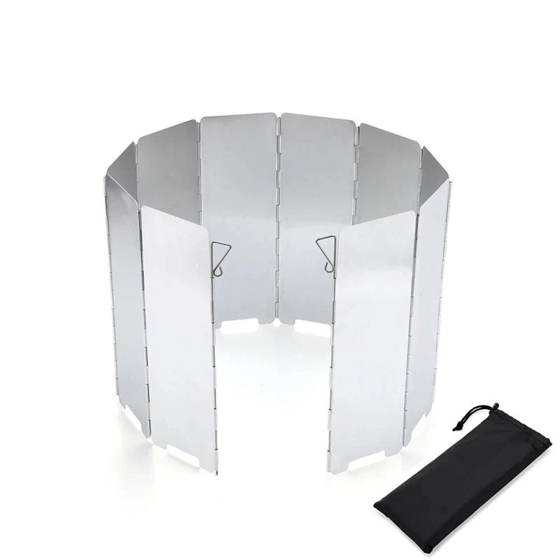 

9 Plates Foldable Gas Stove Wind Shield Outdoor Camping Cooking Burner Windproof Screen Aluminium Alloy Picnic Stove Windshield
