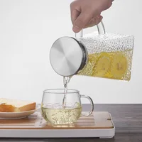 Japanese Style Hammer Glass Water Jug Pitcher with Filter and Cap Teapot Kettle Coffee Cups Set for Gongfu Tea Heated 1500ml 3