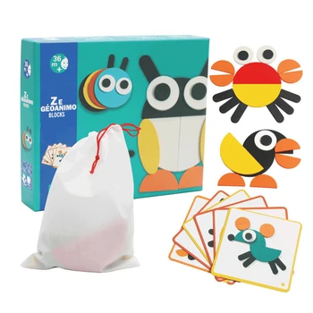 

Teamwork Interesting Logical Thinking Children Gift Color Perception Training Funny Animal Early Education Wooden Pattern Block