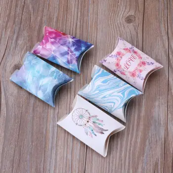 

50Pcs Cute Pillow Kraft Paper Boxes Wedding Party Favor Favour Gift Chocolate Candy Treat Box Set Jewelry Package Boxes