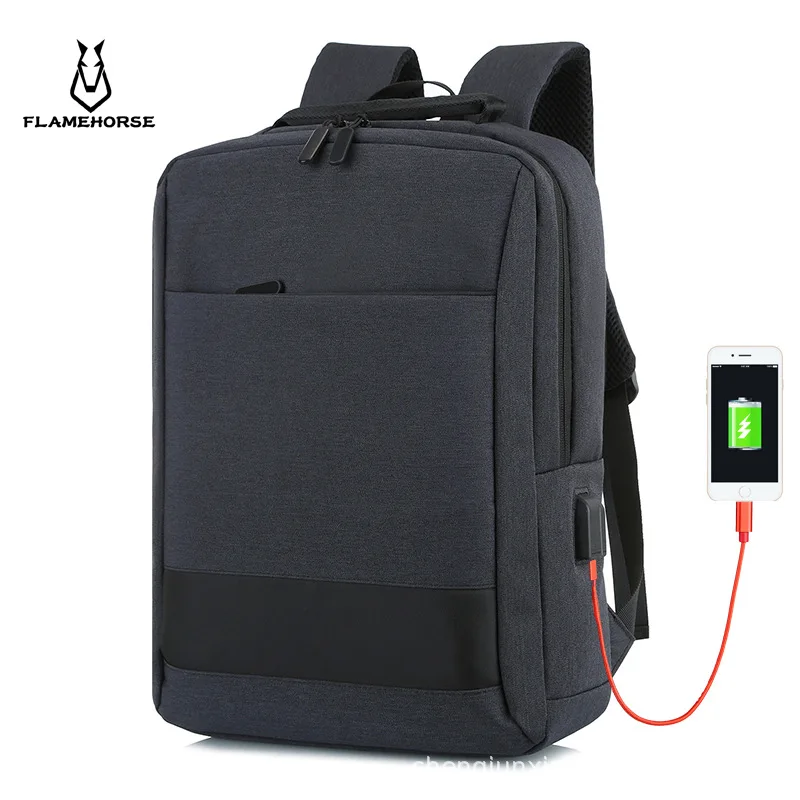 

Simple Computer Bag College Style School Bag USB Charging And Headphone Jack Design Computer Backpack with Trolley