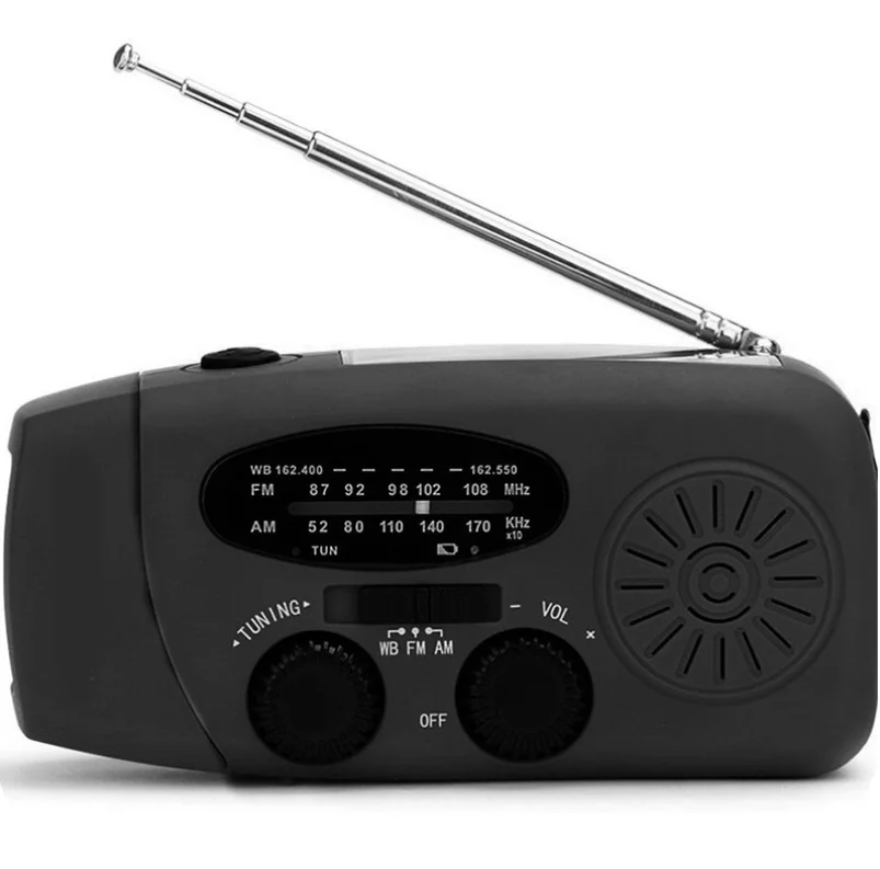 Многофункциональный ручной радио Солнечный Кривошип Динамо мощность ed AM/FM/NOAA погода радио использовать аварийный светодиодный фонарик и внешний аккумулятор