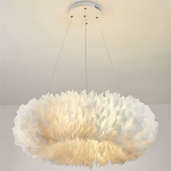 

Feather chandelier Nordic bedroom warm children's room study clothing shop