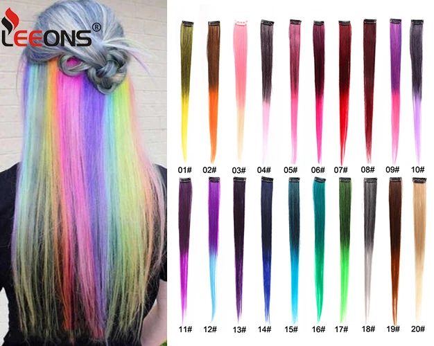 Leeons-extensiones de cabello Pretty One Clip, Clip largo y recto en una pieza sintética, Pinza para el cabello Natural suave