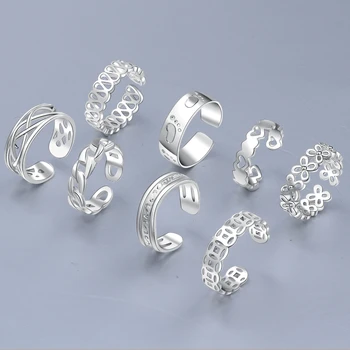 8PCS Tail Foot Ring Gifts Adjustable Open Toe Rings Set