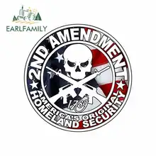 EARLFAMILY 13cm x 13cm for AMENDMENT GUN American Flag Sign Car Stickers Vinyl JDM Bumper Trunk Truck Graphics DIY Fine Decal