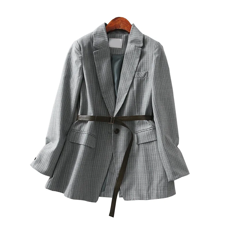 

A Generation of Elegant Versatile Loose-Fit Slimming Belt Waist Hugging One-Button Suit Jacket Women's Entity