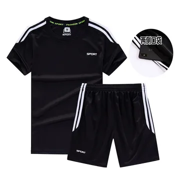 

Men's Sportswear Suits Quick Dry Running Sets Mens T-shirts+Sports Shorts Tracksuits Men Jogging Fitness Sports Shirts Suit 5XL