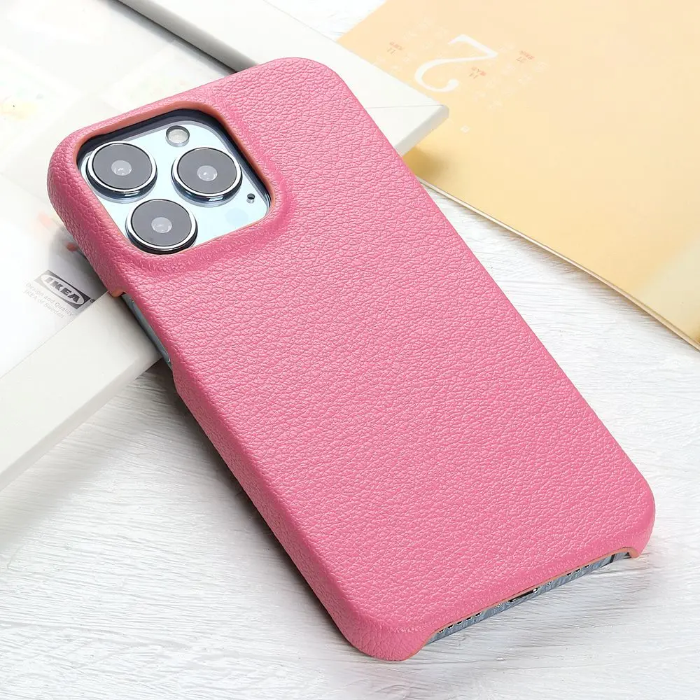 thumbnail image 1 of Funda de piel con grano de lichi para iPhone 16, 14, 15, 13, 11, 12 Pro Max, 13 Mini, XR, X, XS Max, 14 Plus, carcasa trasera, 1 of 5