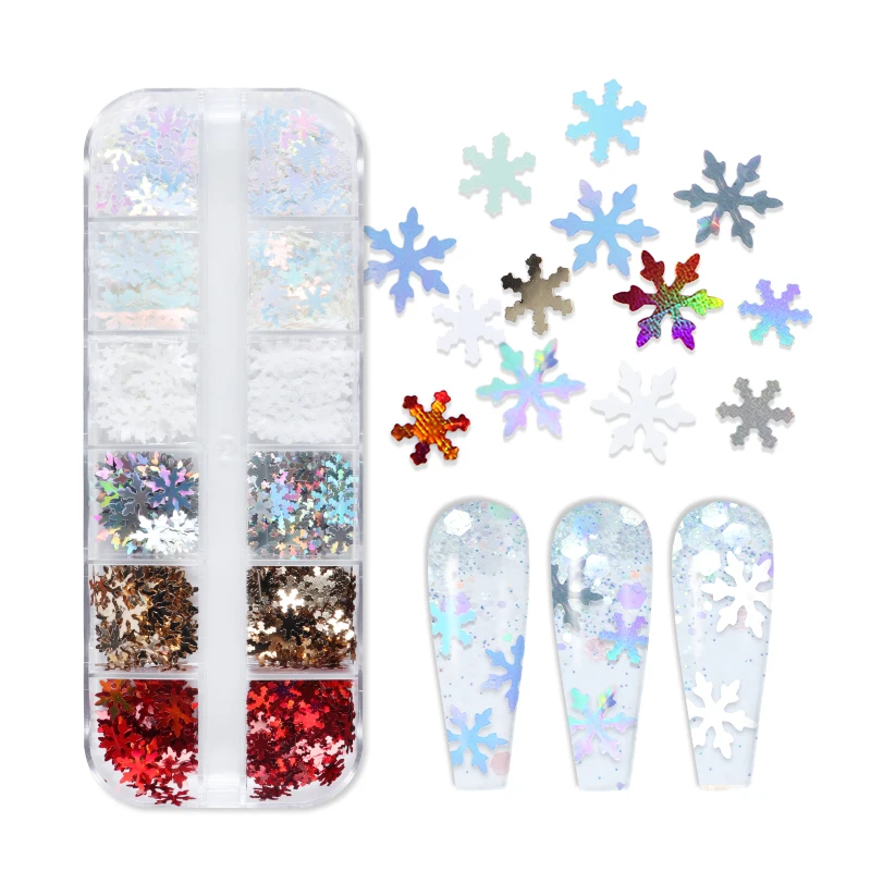 Tanio Zima holograficzny płatek śniegu paznokci brokat jesień boże narodzenie Nail Art sklep