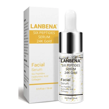 

LANBENA Six Peptides Essence Serum Pure 24K Gold Face Serum Anti-Aging Anti Wrinkle Hyaluronic Acid Collagen Moisturizing Firm