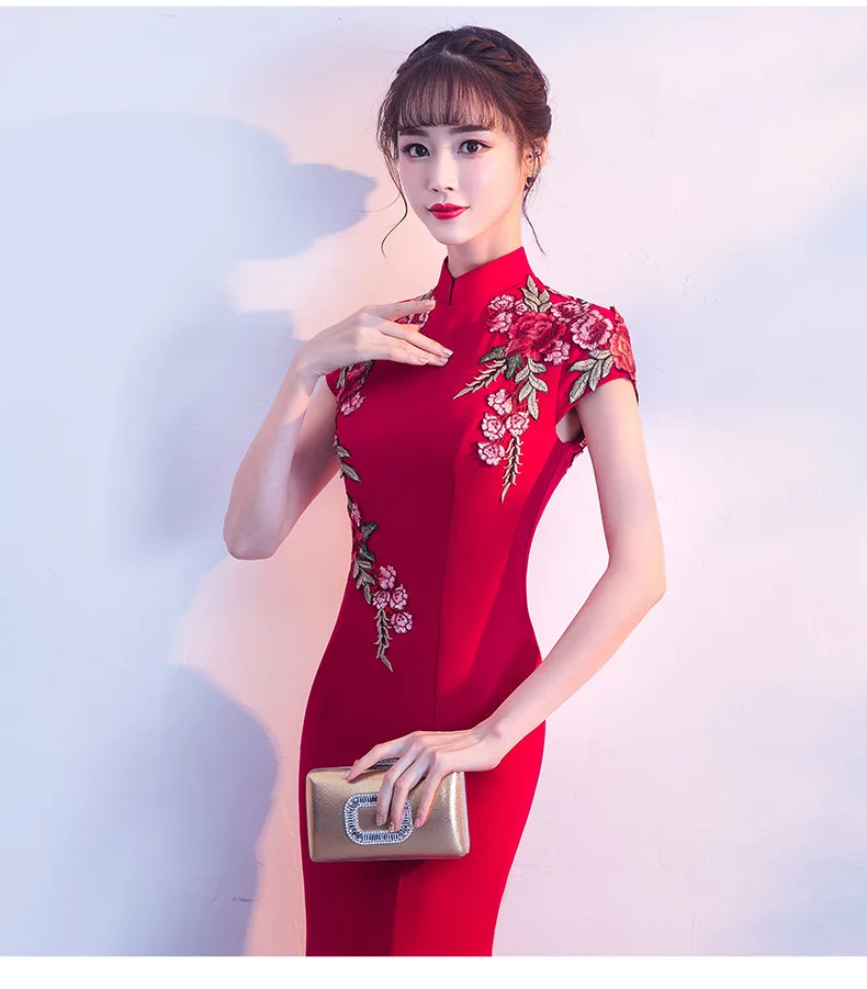 Новое Женское улучшенное китайское Cheongsam сексуальное тонкое длинное модельное платье для шоу авто шоу платья модное свадебное платье невесты подружки невесты