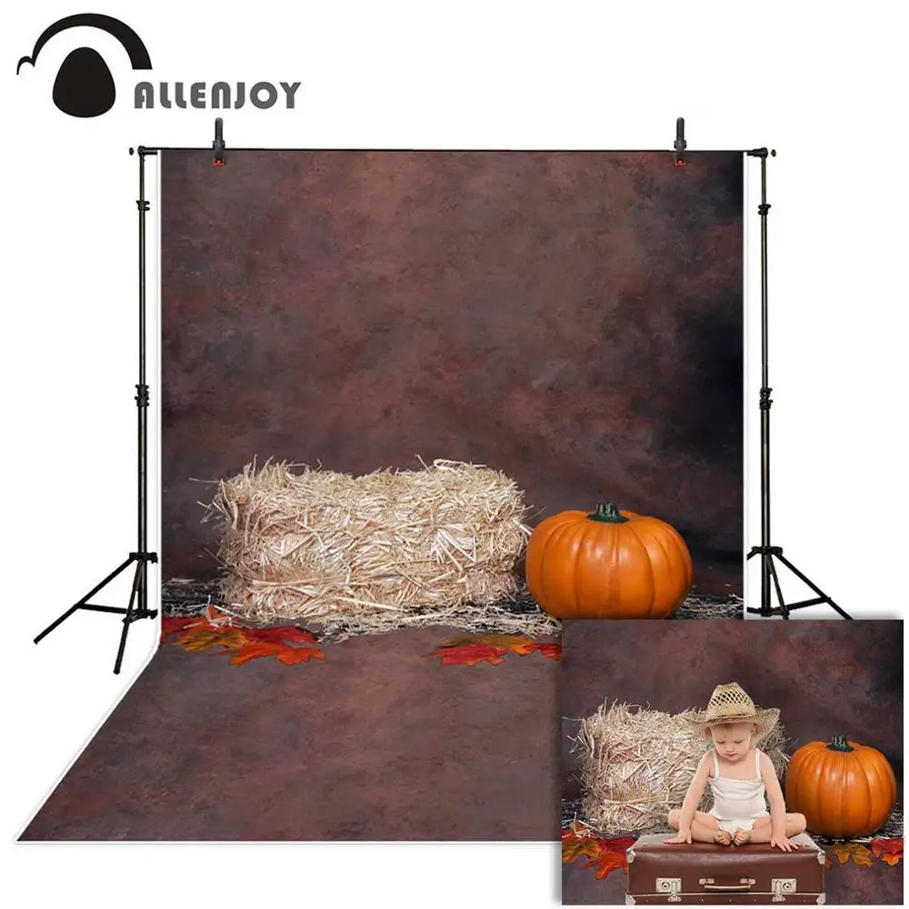 

Allenjoy photophone backdrop autumn pumpkin pure color old master hay countryside photographic background photo studio photocall