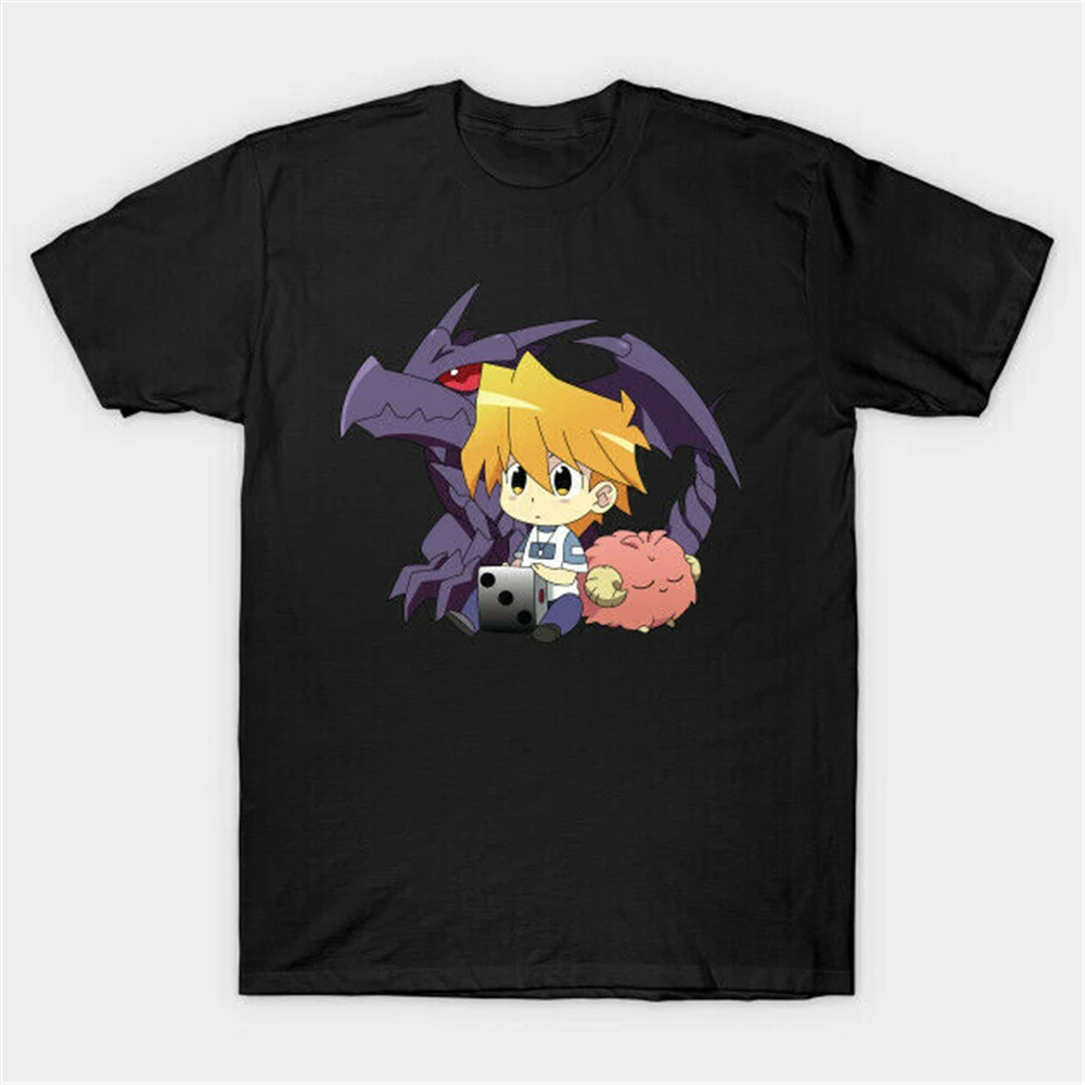 Chibi/Милая Черная футболка для молодых людей среднего возраста с изображением
