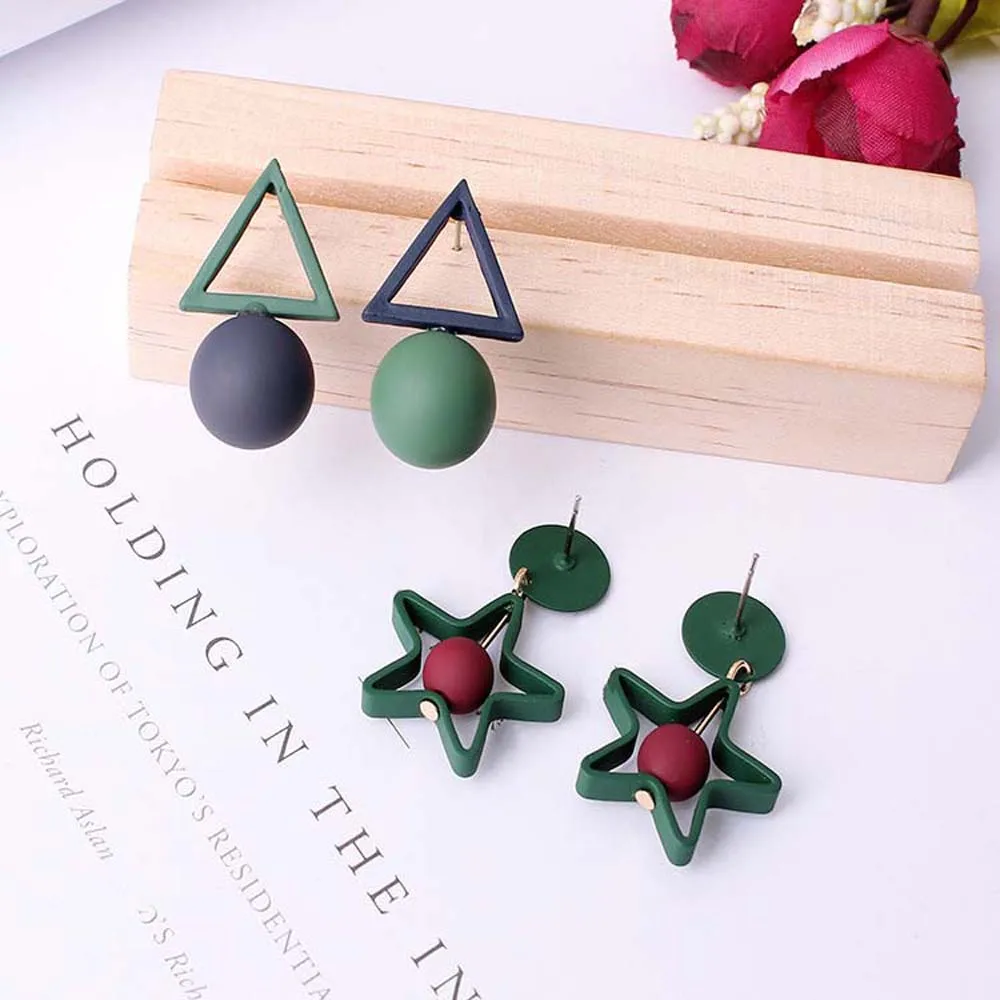 

1Pair Geometric Earrings Hollow Square Round Star Pendant Earring Simple Colorful Earring Women Fashion Party Jewelry