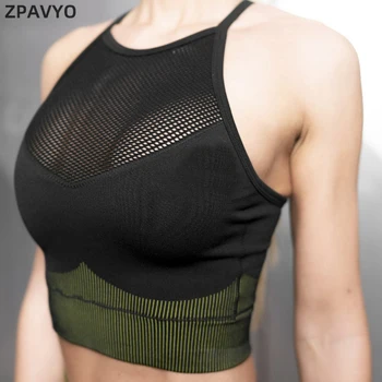 

Yoga sport bra Back pocket sports bra Women GYM Fitness dry Breathable shockproof cross gauze stitching sports underwear