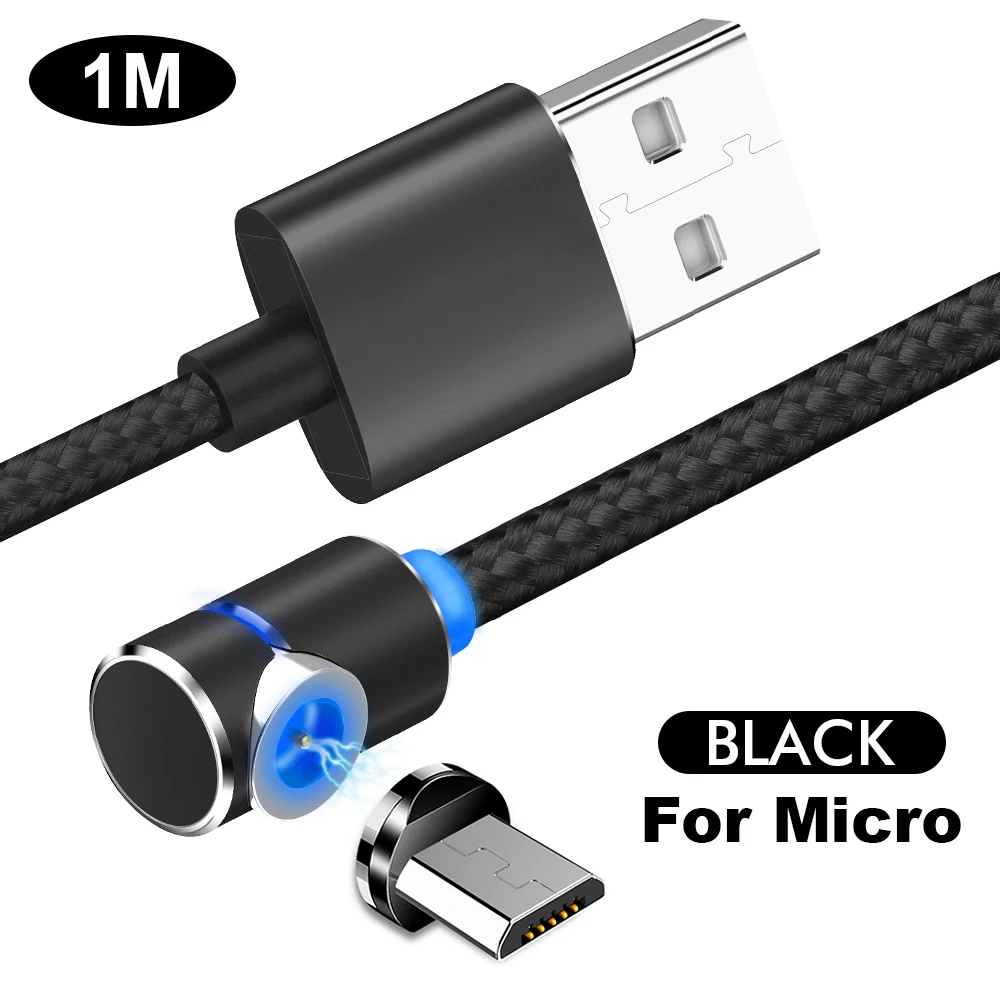 1M Magnetic Cable Micro USB Type C For Samsung Huawei 2A Quick Charge Android Micro USB Magnet Phone Data Cord For Redmi Note 7 - Цвет: Micro USB Black