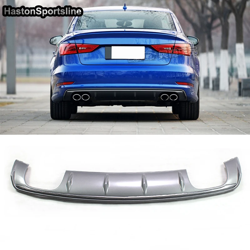 

A3 Sedan PP Rear Bumper Lip Diffuser Rear Exhaust Spoiler for Audi A3 Standard 2014-2016 Car Styling