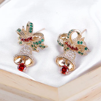 

VERY GIRL Design Zircon Christmas Bell Shape Stud Earrings For Women Fashion Gold Color Earrings Wedding Jewelry Christmas Gift