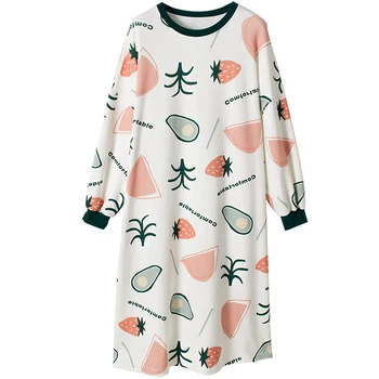

Cartoon Women Nightdress Sleepwear Cute Nightgown Pyjamas Sweet Princess Homewear Loose Plus Size T-Shirt For Female Pijamas Muj
