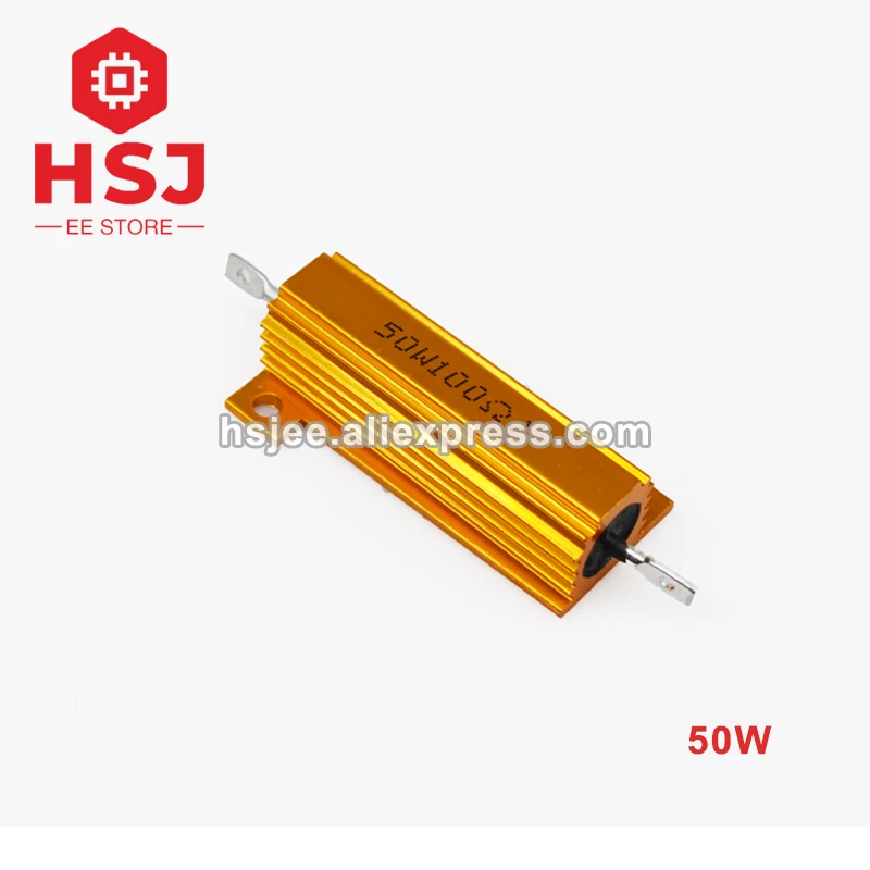 1pcs RX24 50W Aluminum Power Metal Shell Case Wirewound Resistor 0.1R ~ 10K 1 10 20 100 500 1K ohm Aluminium | Электронные
