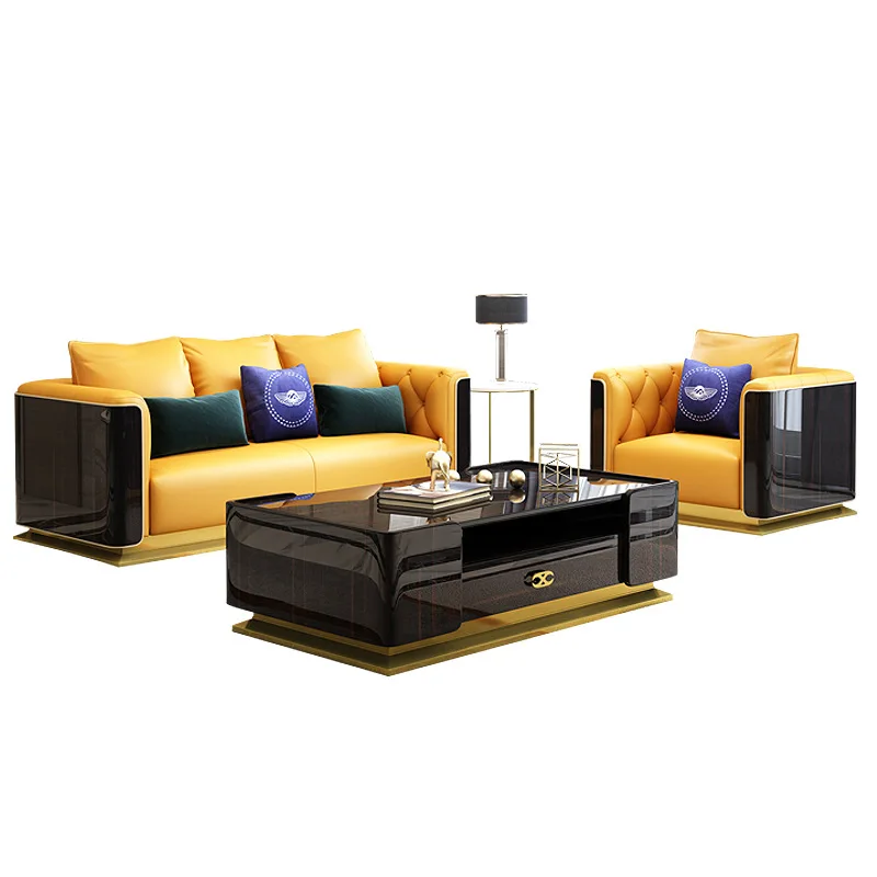 Sofa 123 Combination Post-Modern Simple Small-Sized Solid Wood Sofa Model Room sofa set