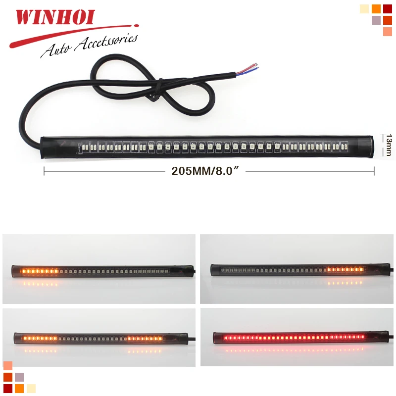 

48smd Motorcycle Tail Light Led Waterproof Flexible Light Strip Universal Taillight Brake Stop Turn Signal License Plate Light