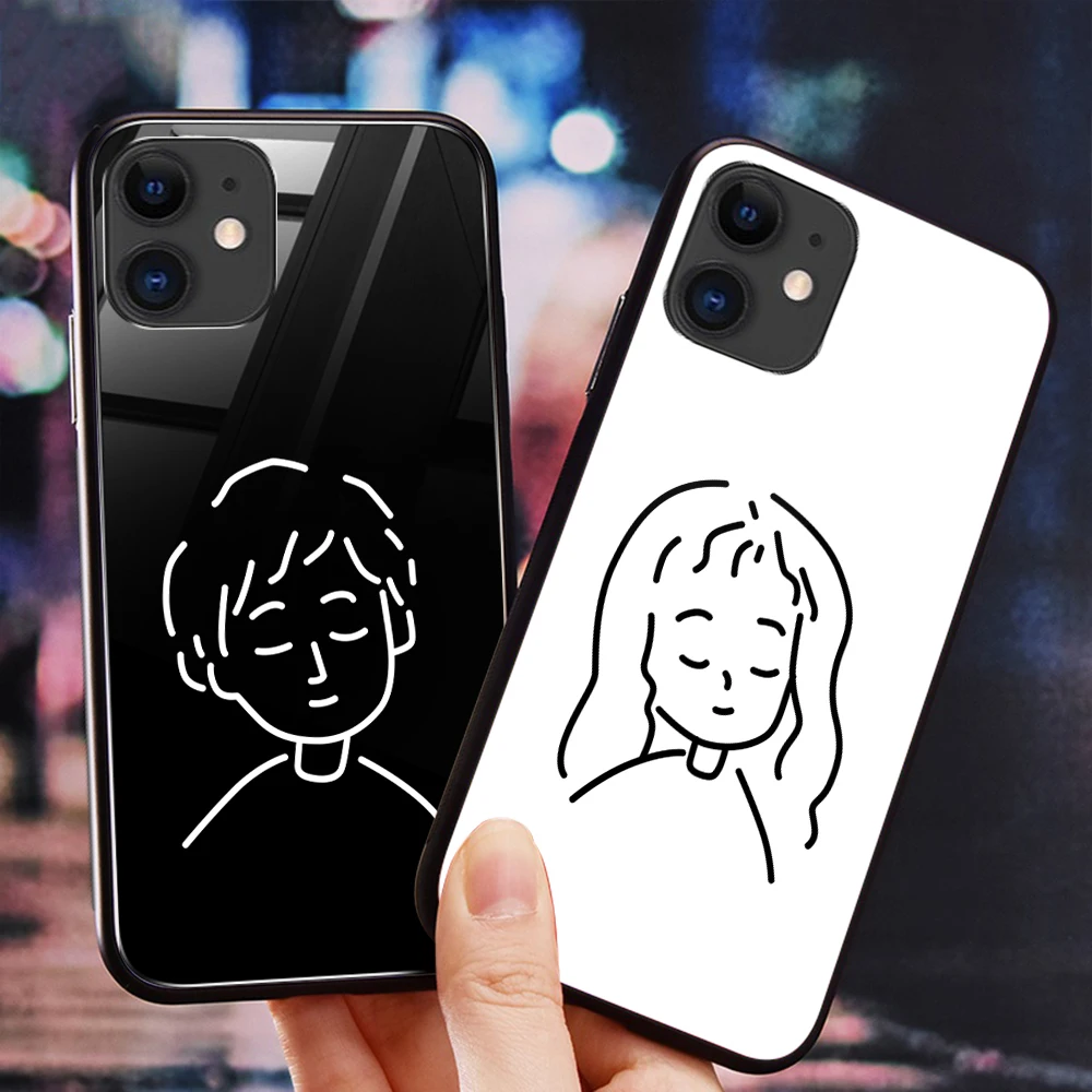 Влюбленные пары чехол из закаленного стекла для телефона iphone 11 7/8 plus задняя