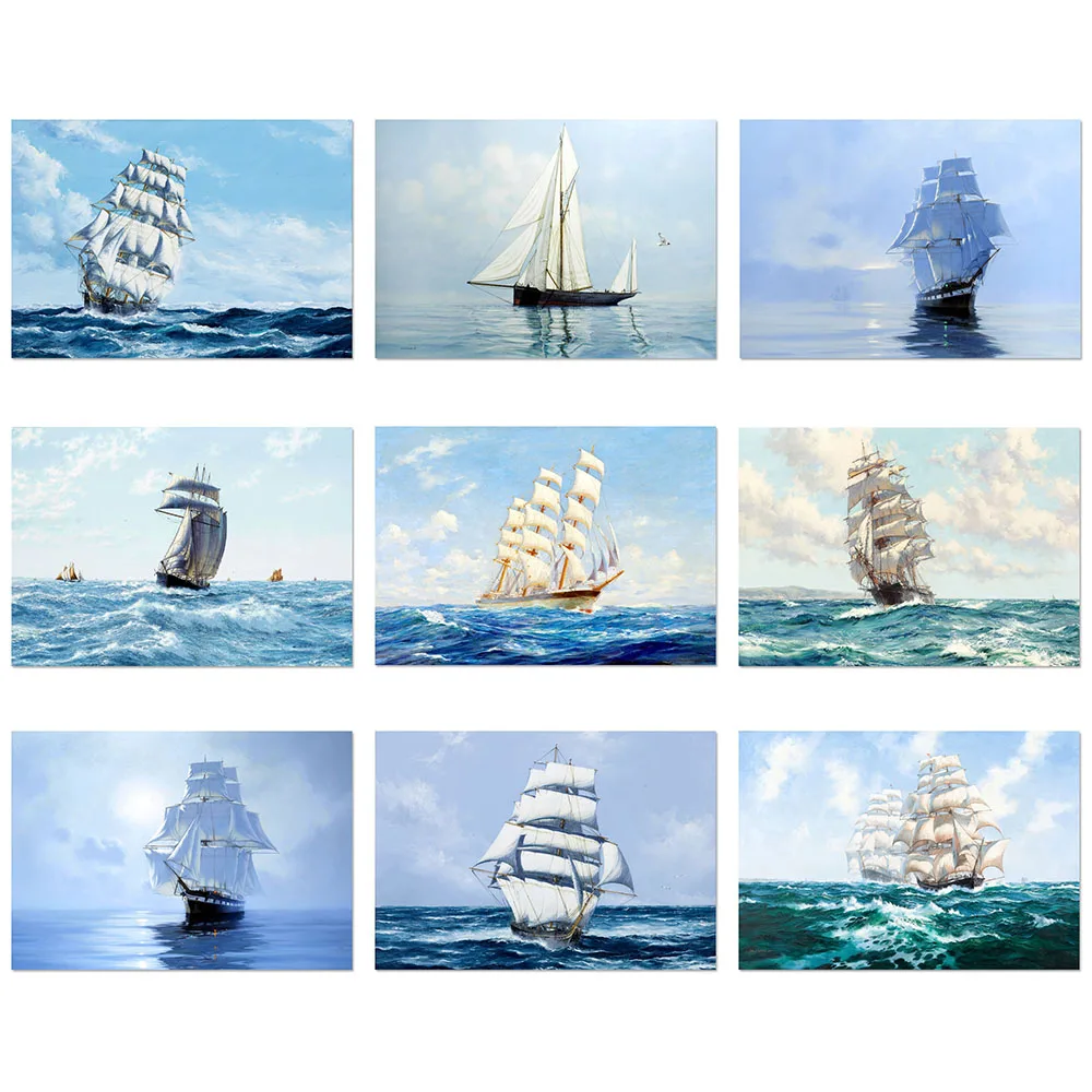 

5D DIY Diamond Painting Full Square/Round Drill "Sea Boat" Wave Ship Embroidery Cross Stitch Gift Home Decor Gift