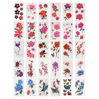 

60 Sheets Women Flowers Waterproof Body Decals Temporary Tattoos Body Stickers Party Decals for Festival