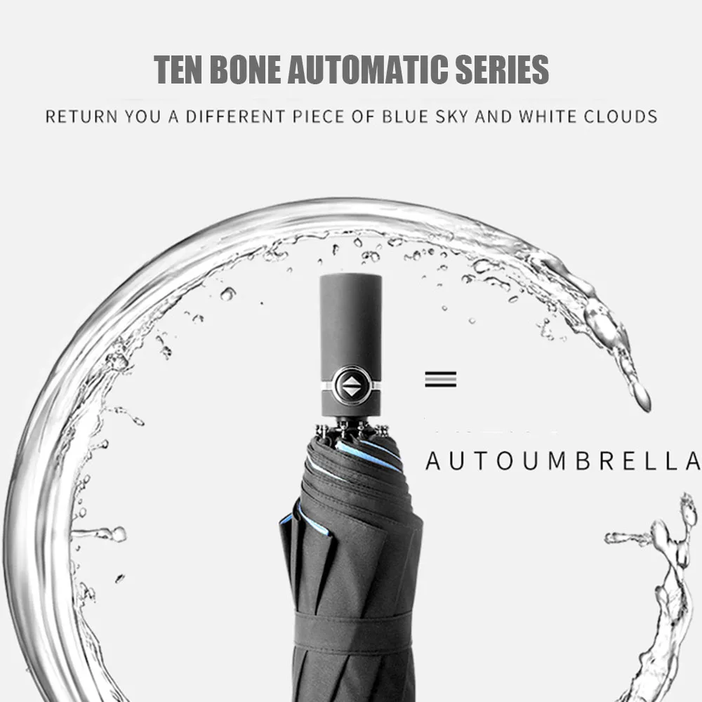 High Quality Fully-automatic Umbrella Men Rain Woman Double Layer 3 Folding Business Gift Umbrella Windproof Sun Umbrellas