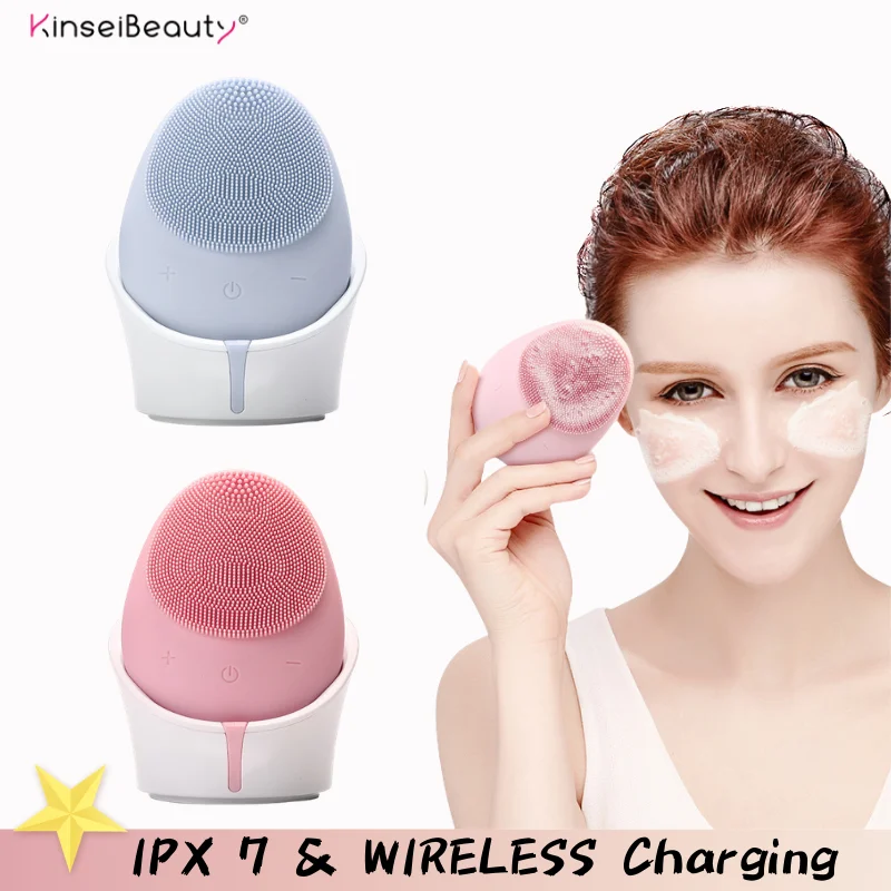 Waterproof Electric Facial Cleansing Brush Sonic Vibration Silicone Face Washing Brush Wireless