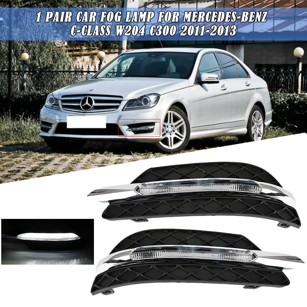 

1 пара DRL Противотуманные фары дневные фары лампы для Mercedes-Benz C-Class W204 C300 2011-2013 левый и правый передний бампер решетчатый дневной ходовой светильник