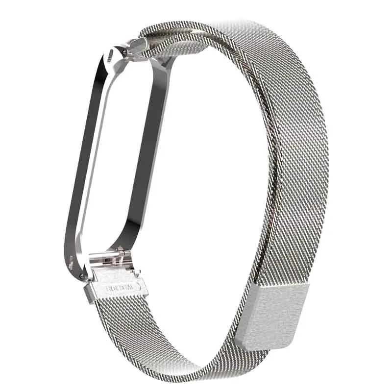 Silver Запястье для Xiaomi mi Band 4 3 металлический ремешок фитнес-Браслет Смарт-часы спортивные mi lanese Pulseira Correa пояс для mi band 4 3 - Цвет: Silver