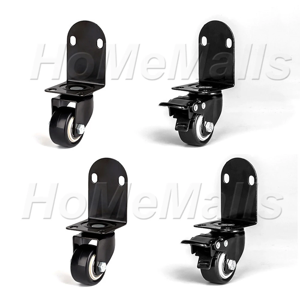 2pcs 1.5/2 Inch Caster Wheels PVC with 360 Degree L-type Top Plate With Brake Castors For Furniture Safety Silent | Обустройство дома