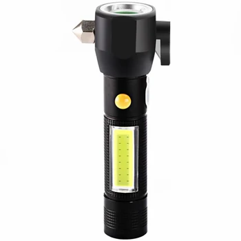 

Rechargeable LED Tactical Flashlight with Safety Hammer, Seat Belt Cutter, Tail Magnet, Super Bright, 3 Modes for Car, Emergency