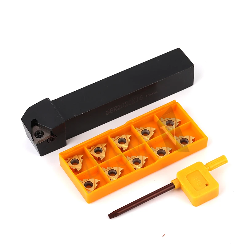 

16ER AG55 insert 11 pcs + 1 pcs SER2020K16 125mm CNC turning tool external threaded bracket to tools