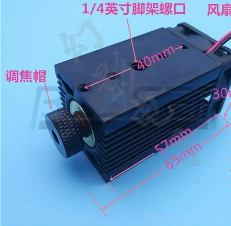 초점 녹색 레이저 다이오드 모듈, 선풍기 냉각, TTL0-20KHz 포함, 520nm, 100mW, DC12V