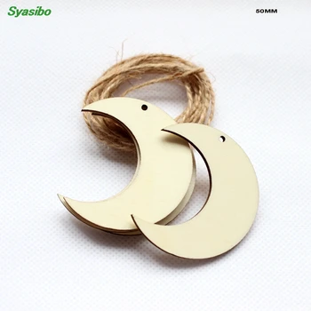 

(20pcs/lot) 50mm Natural Blank Wooden Moon Earrings Party Oraments Rustic Wood Tags Supplies Craft 2.0"-CT1525B