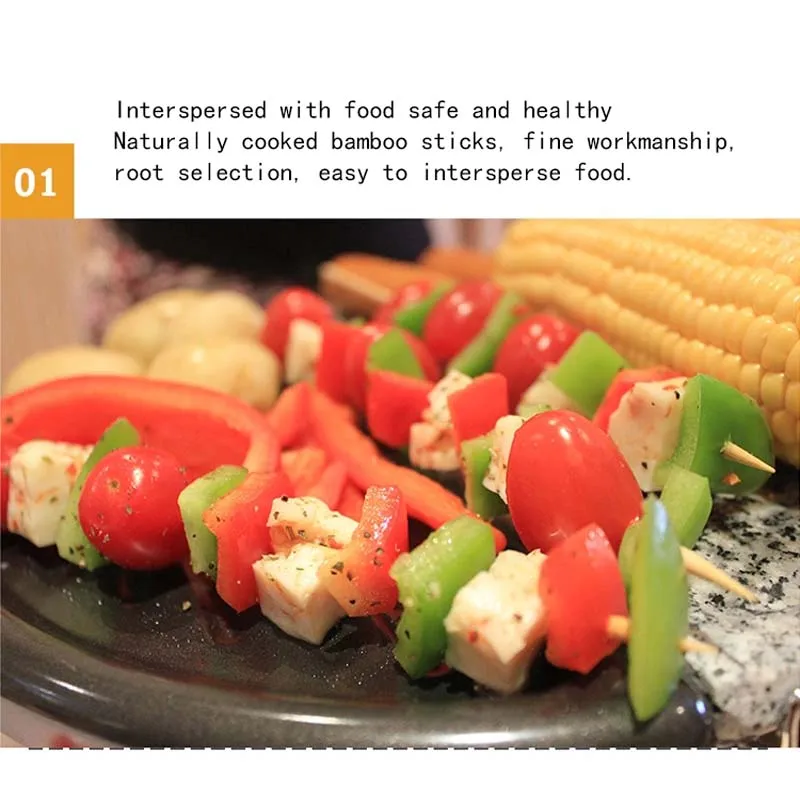 Disposable Wood Sticks Barbecue Tools Natural BBQ Bamboo Skewers for Shish Kabob Grill Fruit vegetable