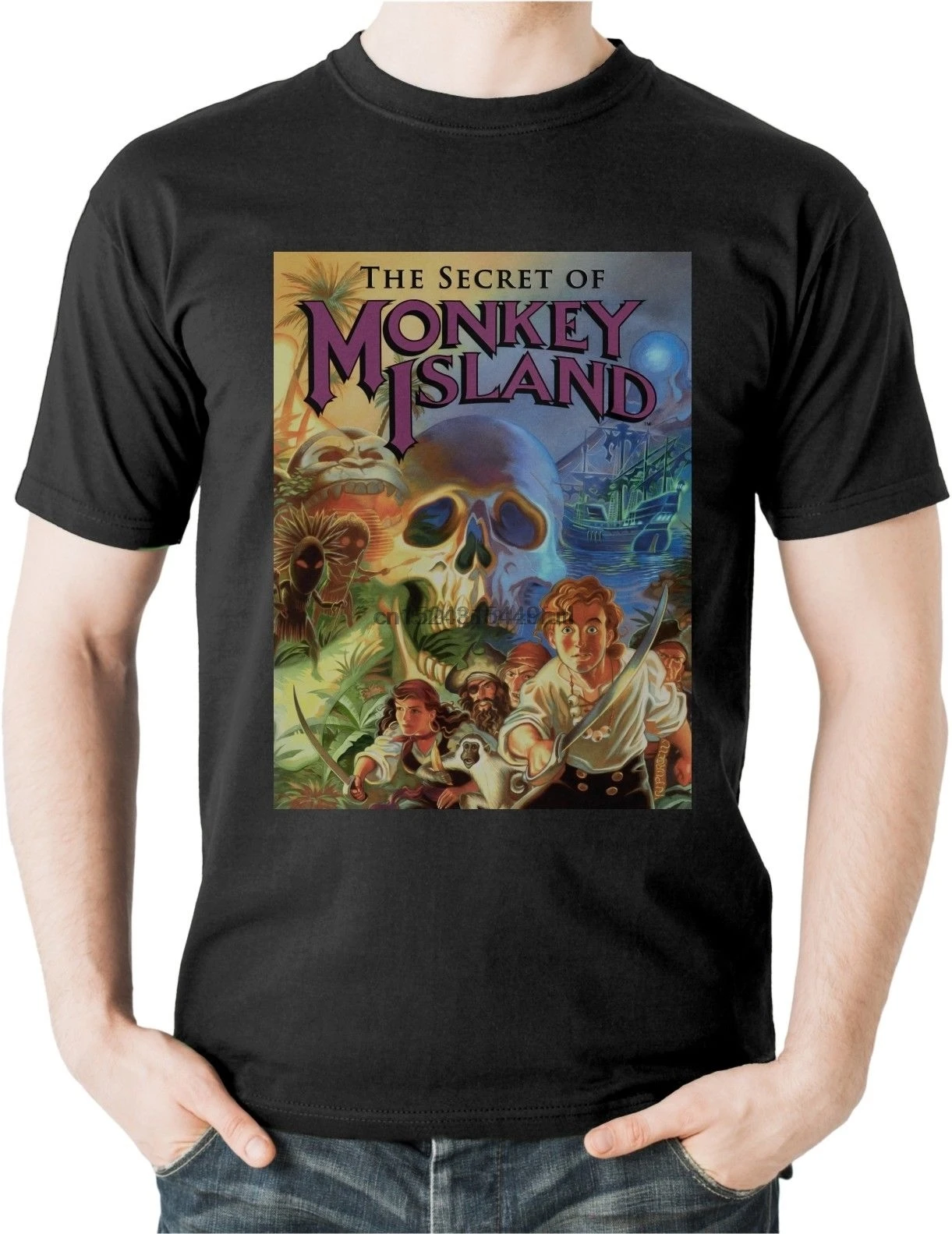 The Secret Of Monkey футболка с островом guybrint Adventure Game Lucas Arts Tee | Мужская одежда