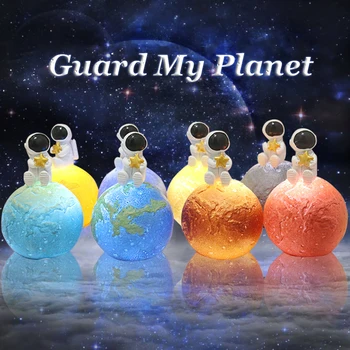 

2019 New Dropship Planet Light Creative Night Light Astronaut Light Resin Decoration Bedside Lamp Creative Gift Lamp